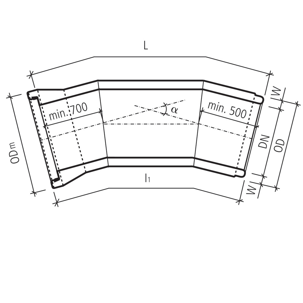 CENTUB®-Röser Segmentkrümmer 3 Segmente bewehrt