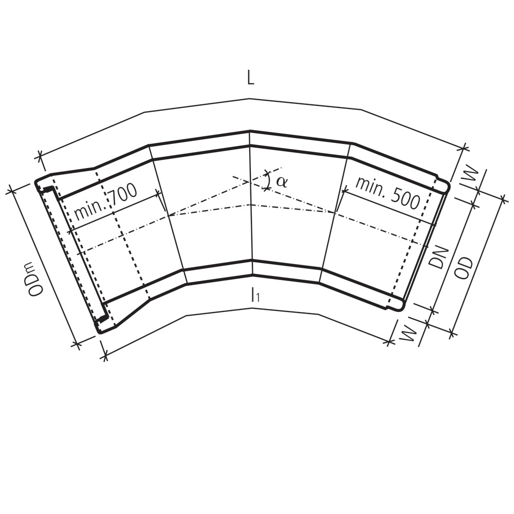 CENTUB®-Röser Segmentkrümmer 4 Segmente bewehrt