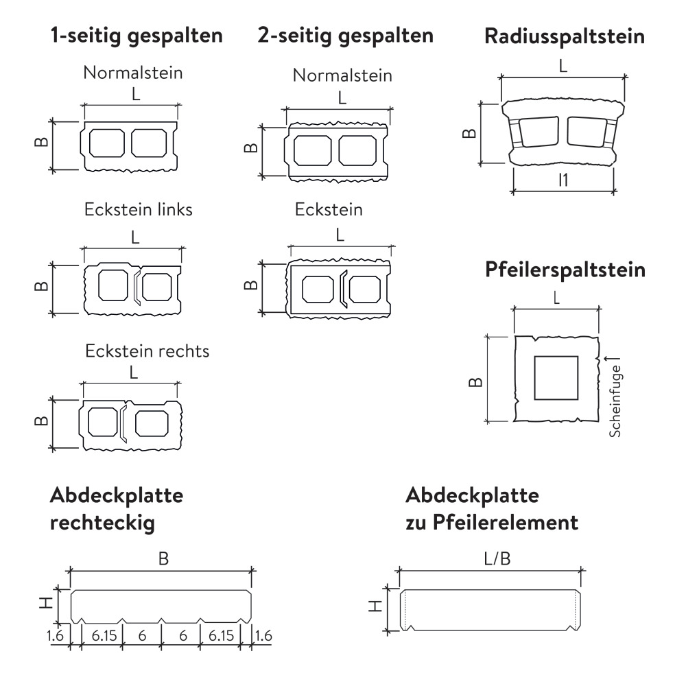 Spalt- und Doppelspaltsteine