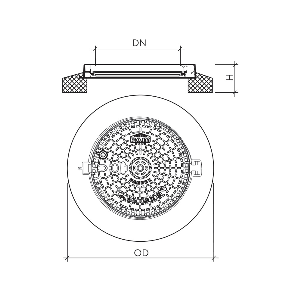 PAMREX Gussdeckel mit Betonrahmen