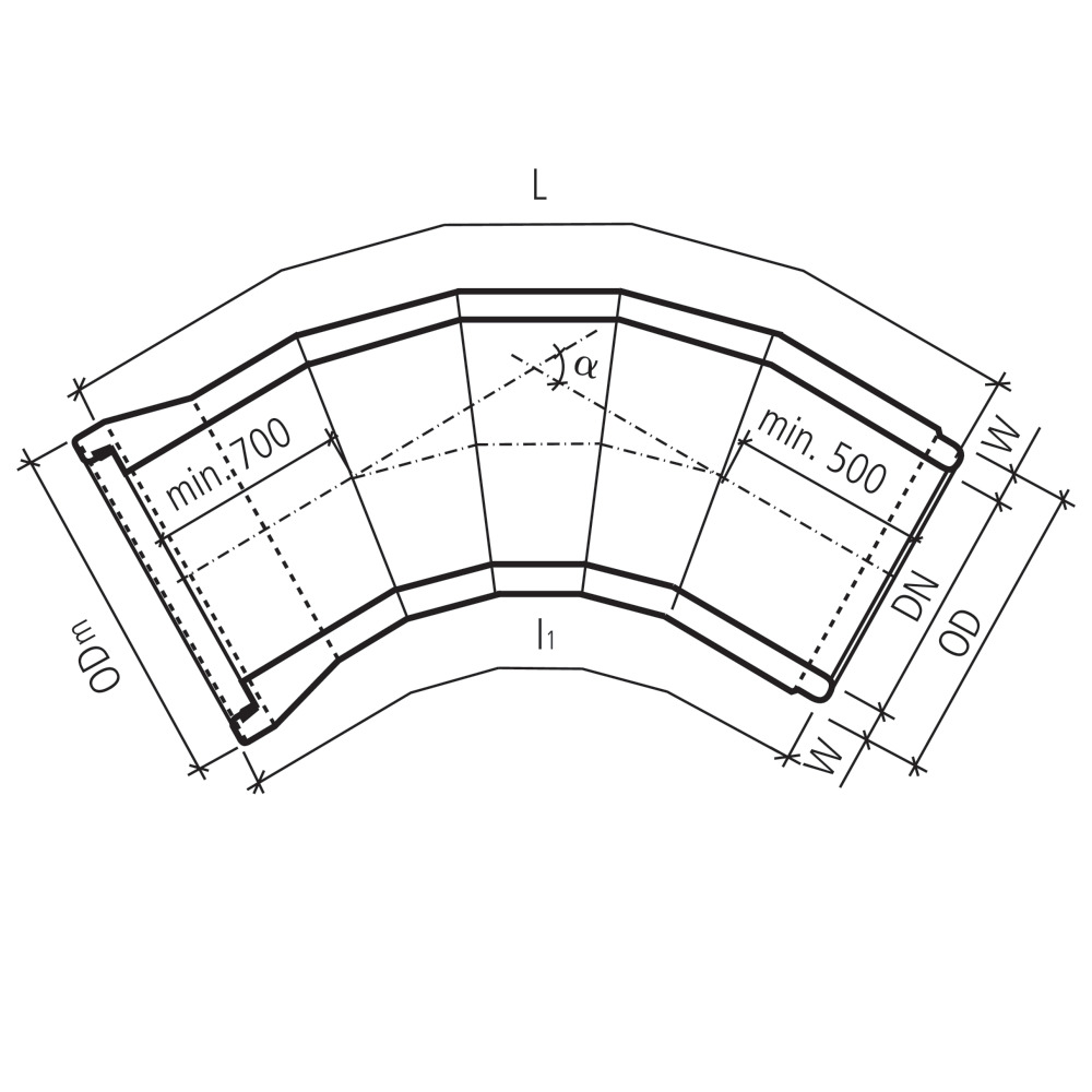 CENTUB®-Röser Segmentkrümmer 5 Segmente bewehrt